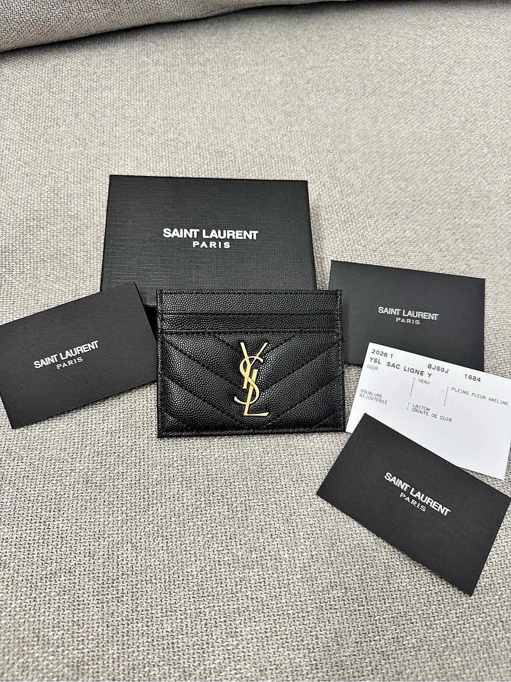 Saint Laurent Monogram Card Holder — Black / Gold